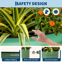 Garvee Lot de 2 Bacs Potagers Surélevés en Acier Galvanisé Antirouille – Fond Ouvert, Montage Facile, Bordure Anti-Coupure, Idéal pour Légumes et Fleurs – Beige / Vert