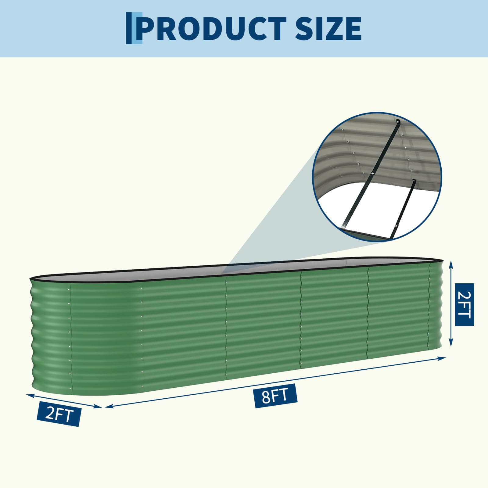 Garvee Bac Potager Surélevé en Acier Galvanisé Antirouille (Lot de 2) – Fond Ouvert, Bordure Anti-Coupure, Montage Facile – Beige / Vert