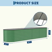 Garvee Bac Potager Surélevé en Acier Galvanisé Antirouille (Lot de 2) – Fond Ouvert, Bordure Anti-Coupure, Montage Facile – Beige / Vert