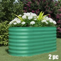 Garvee Lot de 2 Bacs Potagers Surélevés en Acier Galvanisé Antirouille – Fond Ouvert, Montage Facile, Bordure Anti-Coupure, Idéal pour Légumes et Fleurs – Beige / Vert