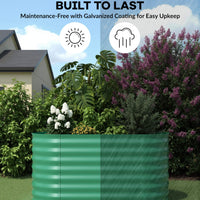 Garvee Lot de 2 Bacs Potagers Surélevés en Acier Galvanisé Antirouille – Fond Ouvert, Montage Facile, Bordure Anti-Coupure, Idéal pour Légumes et Fleurs – Beige / Vert