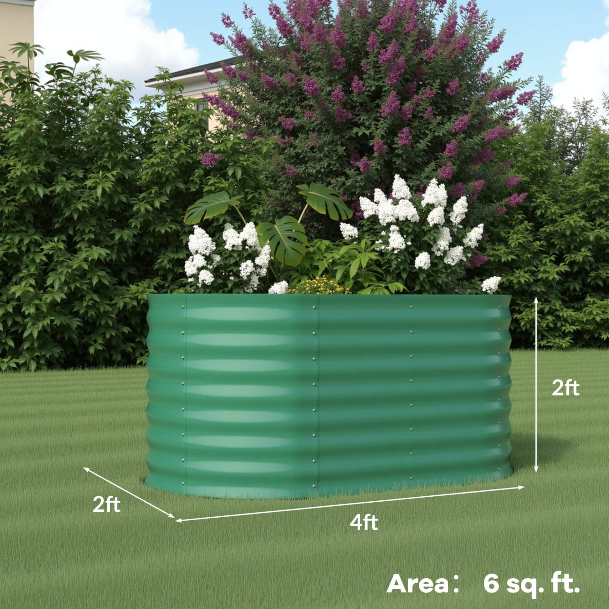 Garvee Lot de 2 Bacs Potagers Surélevés en Acier Galvanisé Antirouille – Fond Ouvert, Montage Facile, Bordure Anti-Coupure, Idéal pour Légumes et Fleurs – Beige / Vert