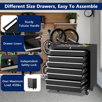 Garvee Coffre à Outils Mobile à 7 Tiroirs en Acier Noir, L. 62 × P. 33 × H. 76 cm, pour Atelier et Garage