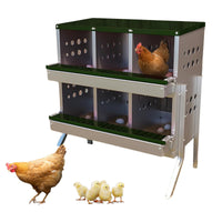 Nichoirs Garvee pour poules, 6 compartiments, en métal, dimensions totales avec support : 69 x 43 x 78 cm, dimensions par compartiment : 23 x 25 x 21,5 cm, acier galvanisé étanche, pour 6 poules (vert)
