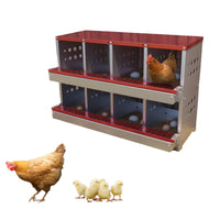 Garvee Pondoir poules 2 niveaux 8 compartiments, acier galvanisé antirouille rouge, avec 8 œufs factices, plateau de collecte et perchoir