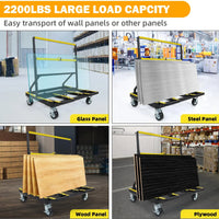 Garvee Chariot Porte-Panneaux Pliant, Charge Maximale de 1 000 kg, Plateau de Chargement Extensible, Structure en Acier, pour Plaques de Plâtre, Contreplaqué, Verre et Carrelage