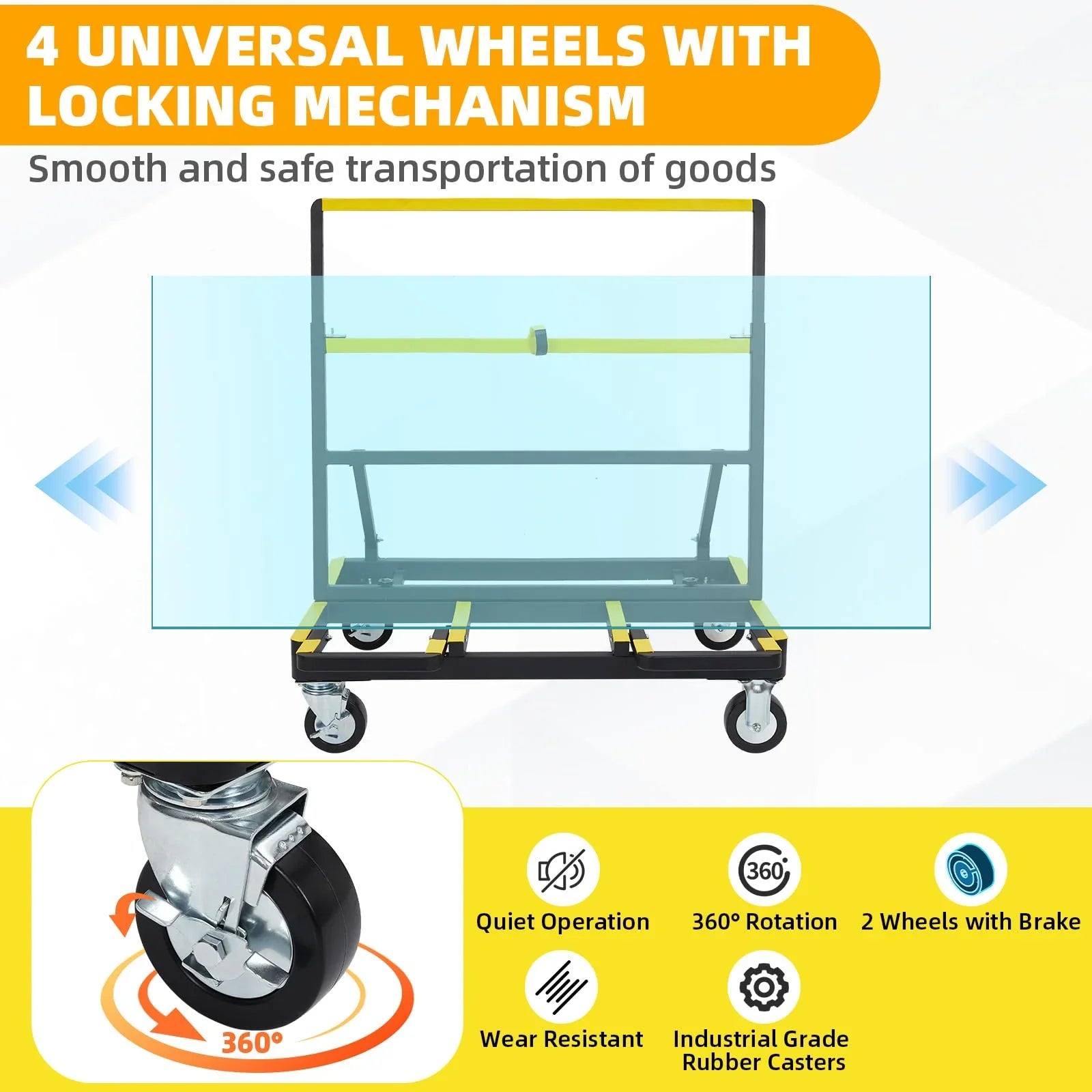 Garvee Chariot Porte-Panneaux Pliant, Charge Maximale de 1 000 kg, Plateau de Chargement Extensible, Structure en Acier, pour Plaques de Plâtre, Contreplaqué, Verre et Carrelage