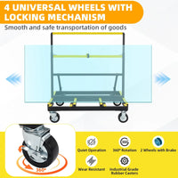Garvee Chariot Porte-Panneaux Pliant, Charge Maximale de 1 000 kg, Plateau de Chargement Extensible, Structure en Acier, pour Plaques de Plâtre, Contreplaqué, Verre et Carrelage