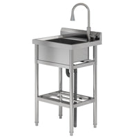 Garvee Évier utilitaire en inox 201/304, 1 bac 61 × 51 × 107 cm, robinet extractible eau chaude et froide, pour cuisine et jardin