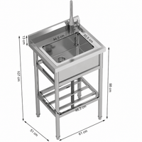 Garvee Évier utilitaire en inox 201/304, 1 bac 61 × 51 × 107 cm, robinet extractible eau chaude et froide, pour cuisine et jardin