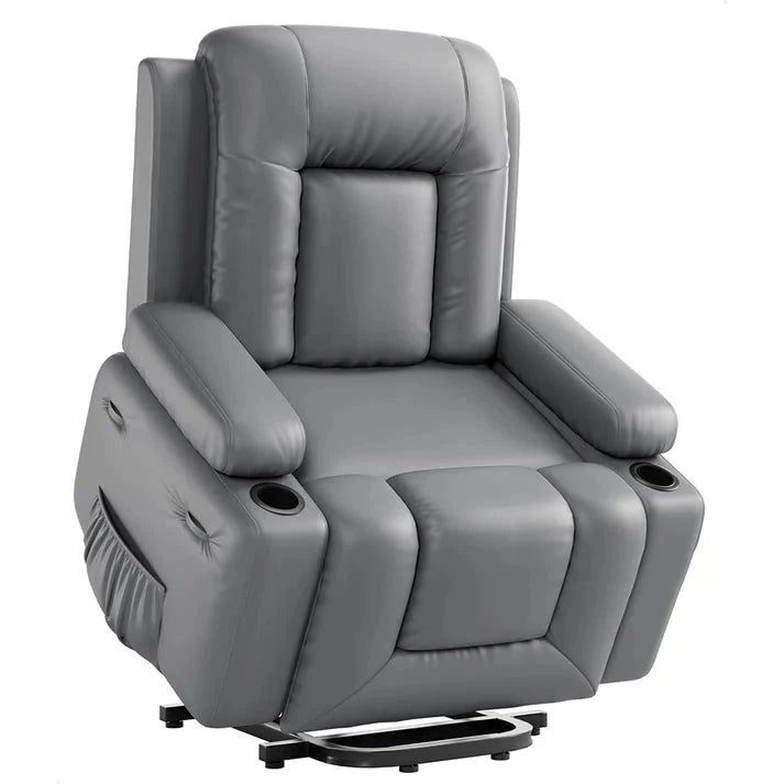Garvee Fauteuil Releveur Électrique avec Massage et Chauffage, Inclinable et Réglable, Revêtement en Similicuir, pour Seniors et Personnes à Mobilité Réduite, 95 × 95 × 104 cm, Gris