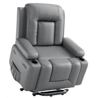 Garvee Fauteuil Releveur Électrique avec Massage et Chauffage, Inclinable et Réglable, Revêtement en Similicuir, pour Seniors et Personnes à Mobilité Réduite, 95 × 95 × 104 cm, Gris