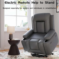 Garvee Fauteuil Releveur Électrique avec Massage et Chauffage, Inclinable et Réglable, Revêtement en Similicuir, pour Seniors et Personnes à Mobilité Réduite, 95 × 95 × 104 cm, Gris