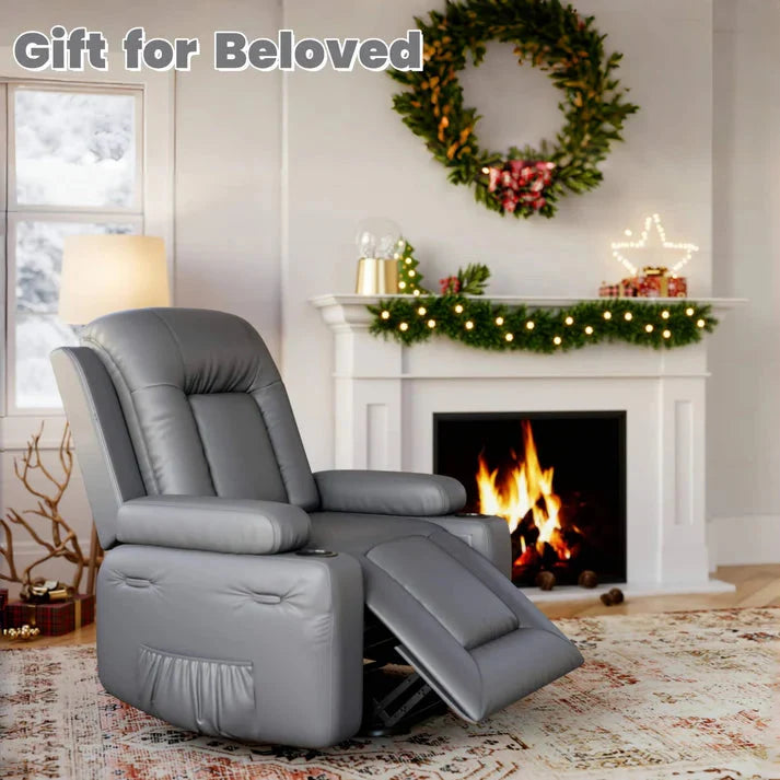 Garvee Fauteuil Releveur Électrique avec Massage et Chauffage, Inclinable et Réglable, Revêtement en Similicuir, pour Seniors et Personnes à Mobilité Réduite, 95 × 95 × 104 cm, Gris