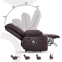 Garvee Fauteuil Releveur Électrique avec Massage et Chauffage, Inclinable et Réglable, Revêtement en Similicuir, pour Seniors et Personnes à Mobilité Réduite, 95 × 95 × 104 cm, Marron