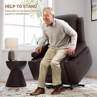 Garvee Fauteuil Releveur Électrique avec Massage et Chauffage, Inclinable et Réglable, Revêtement en Similicuir, pour Seniors et Personnes à Mobilité Réduite, 95 × 95 × 104 cm, Marron