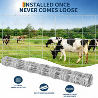 Garvee Grillage Noué Galvanisé 1,2 x 50 m, Clôture Agricole et Cynégétique pour Terrain, Ferme, Bétail et Gibier