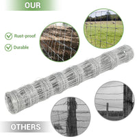 Garvee Grillage Noué Galvanisé 1,2 x 50 m, Clôture Agricole et Cynégétique pour Terrain, Ferme, Bétail et Gibier