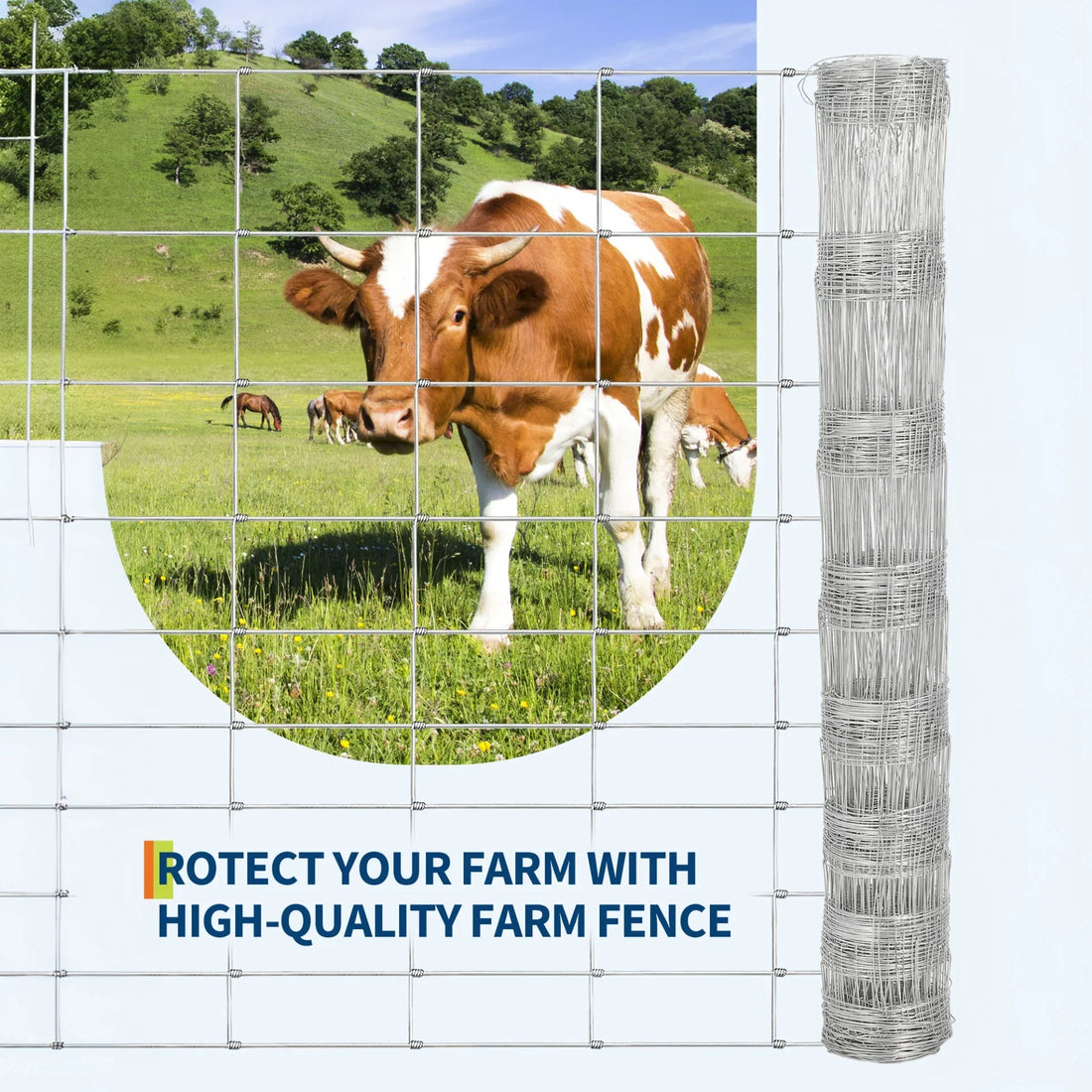 Garvee Clôture Agricole Galvanisée Renforcée 1,8 x 50 m, Grillage Métallique Robuste pour Enclos, Ferme et Protection du Bétail