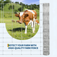 Garvee Clôture Agricole Galvanisée Renforcée 1,8 x 50 m, Grillage Métallique Robuste pour Enclos, Ferme et Protection du Bétail