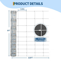Garvee Grillage Métallique Simple Torsion Galvanisé 1,8 x 100 m, Clôture Robuste pour Ferme, Jardin et Enclos Agricole