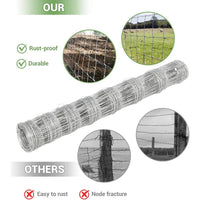 Garvee Grillage Agricole Galvanisé Renforcé 1,2 x 100 m, Clôture pour Chèvres, Porcs et Cerfs, Maille Zinguée pour Protection du Bétail