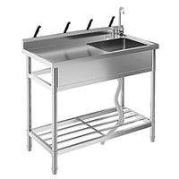Garvee Évier sur Pieds 1 Bac en Inox 304, L. 99 × P. 50 cm, avec Robinet Pivotant à 360°, Finition Polie, pour Cuisine Extérieure