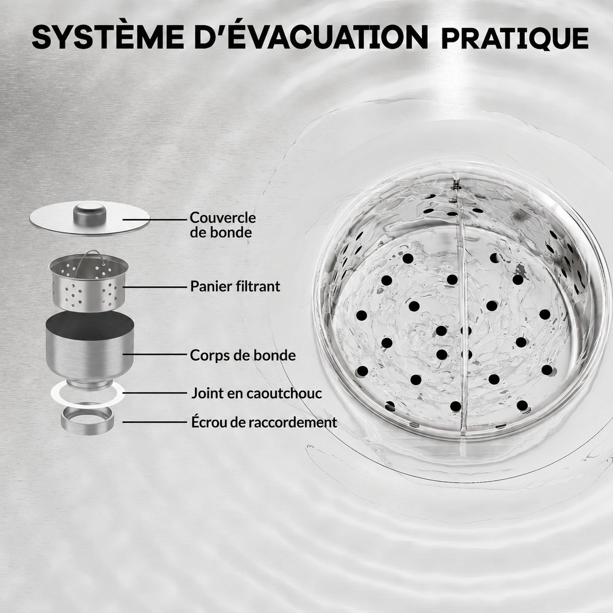Garvee Évier sur Pieds 1 Bac en Inox 304, L. 119 × P. 51 × H. 94 cm, avec Robinet Pivotant et Pieds Réglables, pour Cuisine, Buanderie et Usage Professionnel