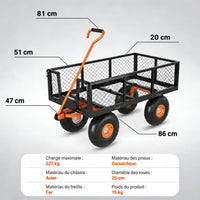 Garvee Chariot de Jardin en Acier Robuste, Capacité de Charge de 227 kg, Côtés Amovibles, Pneus de 25 cm, pour Cour, Pelouse et Jardin