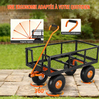 Garvee Chariot de Jardin en Acier Robuste, Capacité de Charge de 227 kg, Côtés Amovibles, Pneus de 25 cm, pour Cour, Pelouse et Jardin