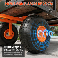 Garvee Chariot de Jardin en Acier Robuste, Capacité de Charge de 227 kg, Côtés Amovibles, Pneus de 25 cm, pour Cour, Pelouse et Jardin