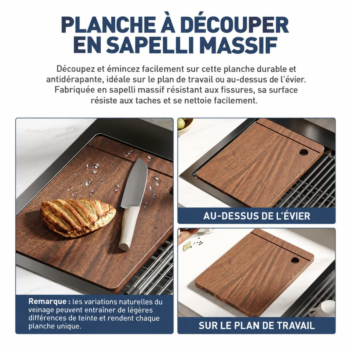 Garvee Évier à Encastrer en Acier Inoxydable 76 × 46 cm, 1 Cuve Profonde de 23 cm avec Kit d’Accessoires, pour Cuisine et Bar, Gris Argenté