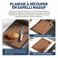 Garvee Évier à Encastrer en Acier Inoxydable 76 × 46 cm, 1 Cuve Profonde de 23 cm avec Kit d’Accessoires, pour Cuisine et Bar, Gris Argenté