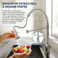 Garvee Évier à Encastrer en Acier Inoxydable 76 × 46 cm, 1 Cuve Profonde de 23 cm avec Kit d’Accessoires, pour Cuisine et Bar, Gris Argenté