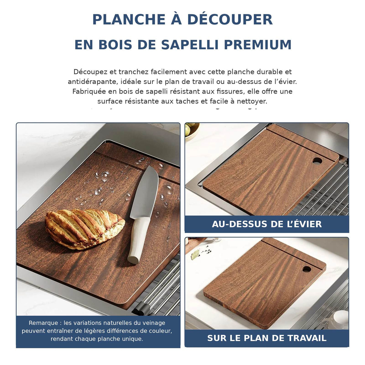 Garvee Évier Encastrable en Acier Inoxydable, 76 × 46 cm, Cuve Simple de 23 cm de Profondeur, avec Kit d’Accessoires, pour Cuisine, Bar et Atelier