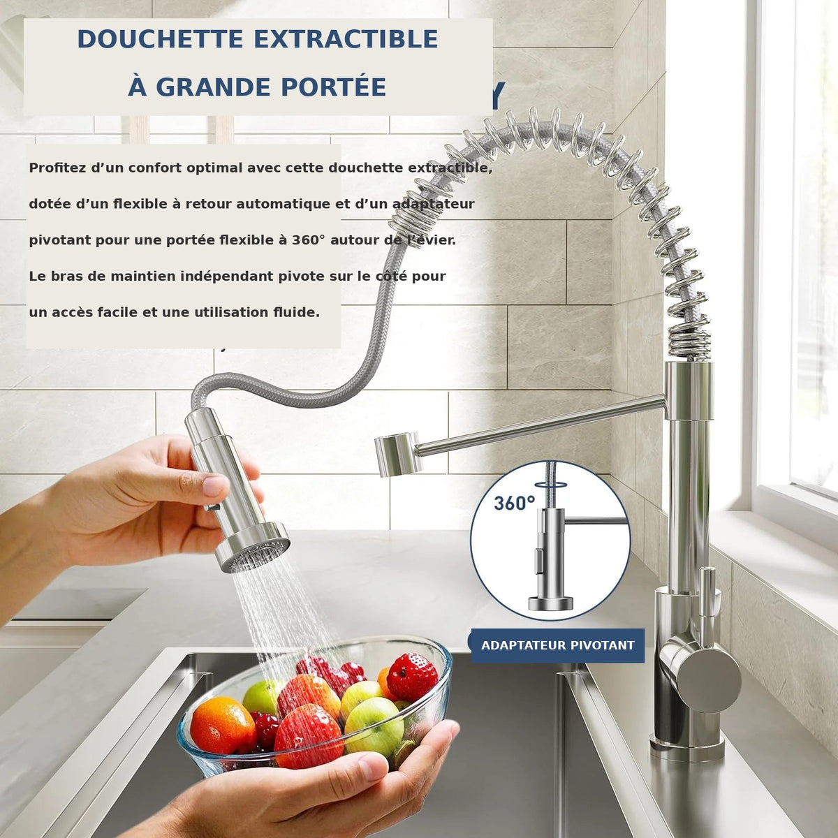 Garvee Évier Encastrable en Acier Inoxydable, 76 × 46 cm, Cuve Simple de 23 cm de Profondeur, avec Kit d’Accessoires, pour Cuisine, Bar et Atelier