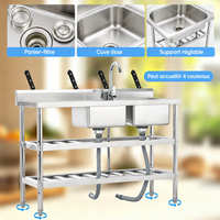 Garvee évier utilitaire autoportant en acier inoxydable 120 × 45 × 82 cm, bac profond et cadre robuste