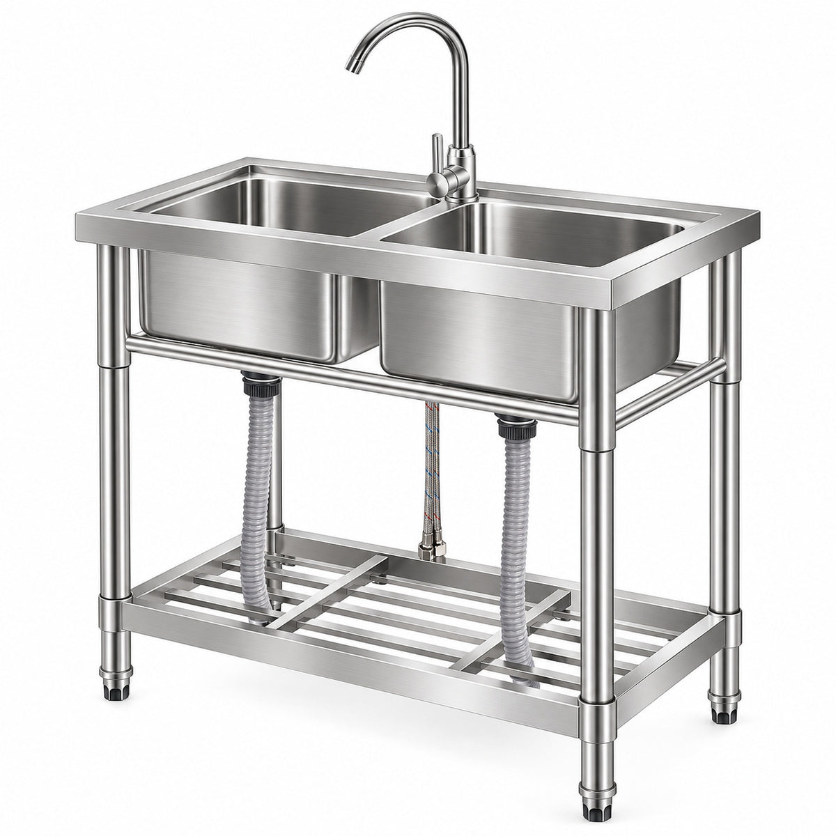Garvee évier utilitaire autoportant en acier inoxydable 84 x 46 x 77 cm, bac profond, argenté, pour buanderie et garage