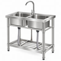 Garvee évier utilitaire autoportant en acier inoxydable 84 x 46 x 77 cm, bac profond, argenté, pour buanderie et garage