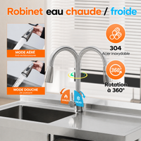 Garvee Évier en acier inoxydable 99 cm avec tiroir à droite, plan de travail, robinet eau chaude/froide pour cuisine et atelier
