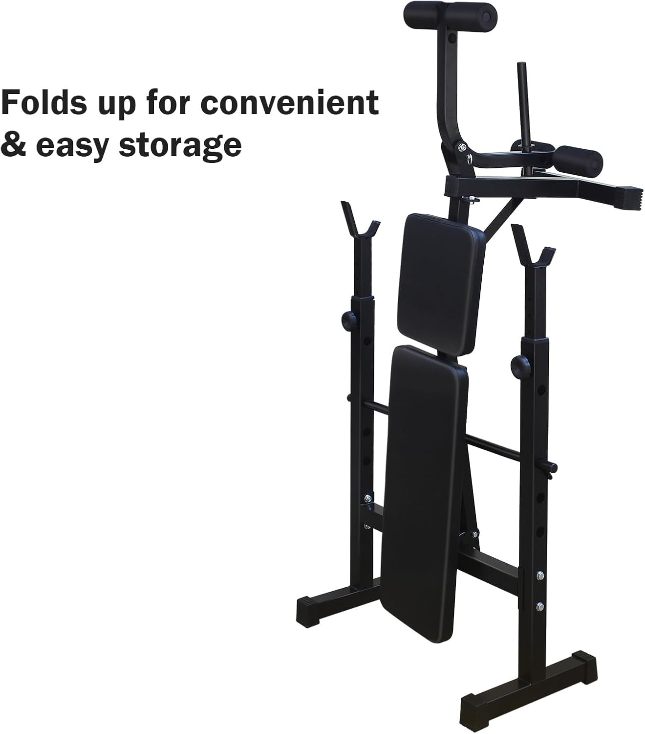 Banc de musculation olympique Garvee, réglable avec extension des jambes et coussin pour curl, idéal pour l'entraînement à domicile. Structure en métal, pliable, revêtement en cuir, stable, capacité de 150 kg.