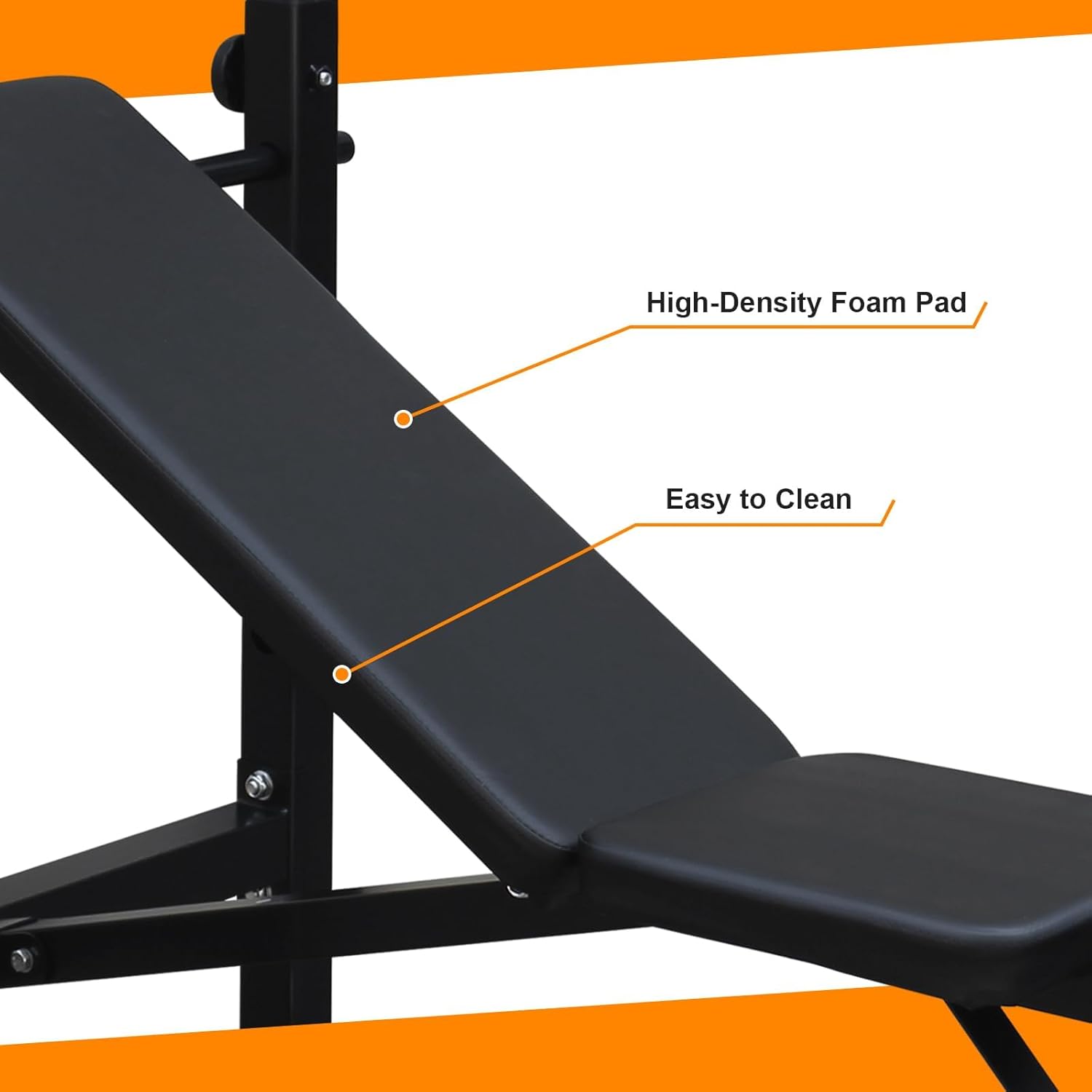 Banc de musculation olympique Garvee, réglable avec extension des jambes et coussin pour curl, idéal pour l'entraînement à domicile. Structure en métal, pliable, revêtement en cuir, stable, capacité de 150 kg.