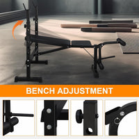 Banc de musculation olympique Garvee, réglable avec extension des jambes et coussin pour curl, idéal pour l'entraînement à domicile. Structure en métal, pliable, revêtement en cuir, stable, capacité de 150 kg.