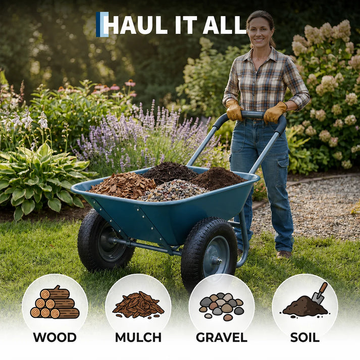 Chariot de jardin basculant avec benne de 113 litres