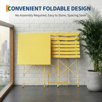 Garvee Salon de Jardin 3 Pièces, Ensemble Table et 2 Chaises Pliantes, Compact et Durable, Jaune, Idéal pour Balcon et Jardin