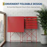 Garvee Salon de Jardin 3 Pièces, Ensemble Table et 2 Chaises Pliantes, Compact et Durable, Rouge, Idéal pour Balcon et Jardin
