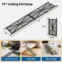 Garvee Rampe d'Accès pour Chien Pliable pour Voiture, 190,5 × 51 cm, Capacité jusqu'à 136 kg, en Acier Antidérapant, pour Chiens de Grande Taille et Âgés, SUV et Camping-Cars