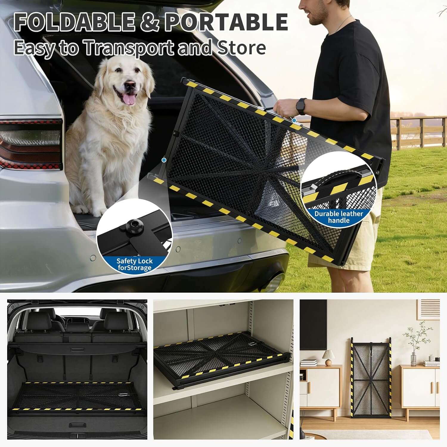 Garvee Rampe d'Accès pour Chien Pliable pour Voiture, 190,5 × 51 cm, Capacité jusqu'à 136 kg, en Acier Antidérapant, pour Chiens de Grande Taille et Âgés, SUV et Camping-Cars