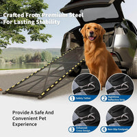 Garvee Rampe d'Accès pour Chien Pliable pour Voiture, 190,5 × 51 cm, Capacité jusqu'à 136 kg, en Acier Antidérapant, pour Chiens de Grande Taille et Âgés, SUV et Camping-Cars
