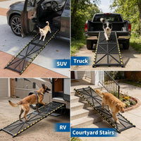 Garvee Rampe d'Accès pour Chien Pliable pour Voiture, 190,5 × 51 cm, Capacité jusqu'à 136 kg, en Acier Antidérapant, pour Chiens de Grande Taille et Âgés, SUV et Camping-Cars